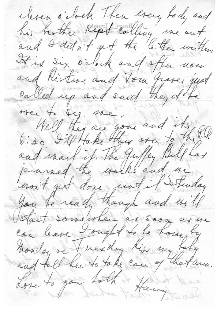 Letter from Harry S. Truman to Bess W. Truman