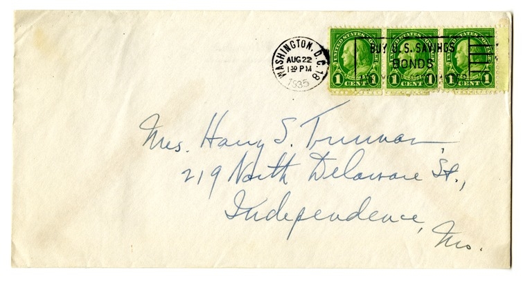 Letter from Harry S. Truman to Bess W. Truman