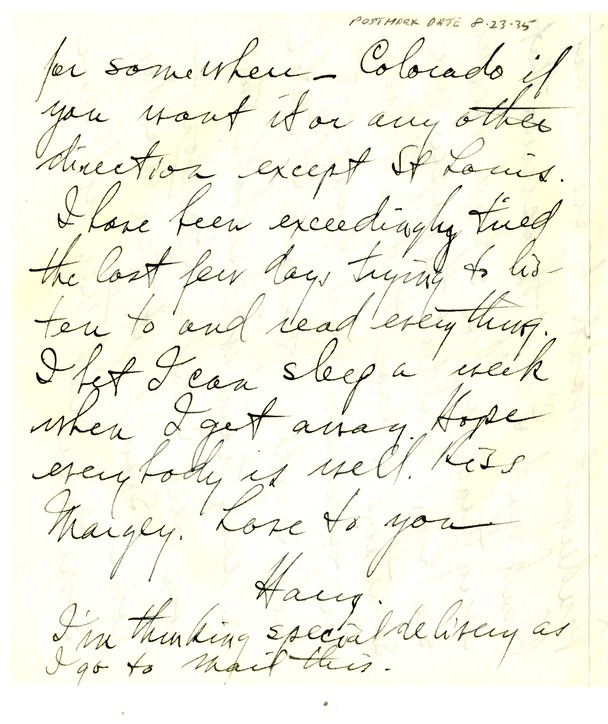 Letter from Harry S. Truman to Bess W. Truman