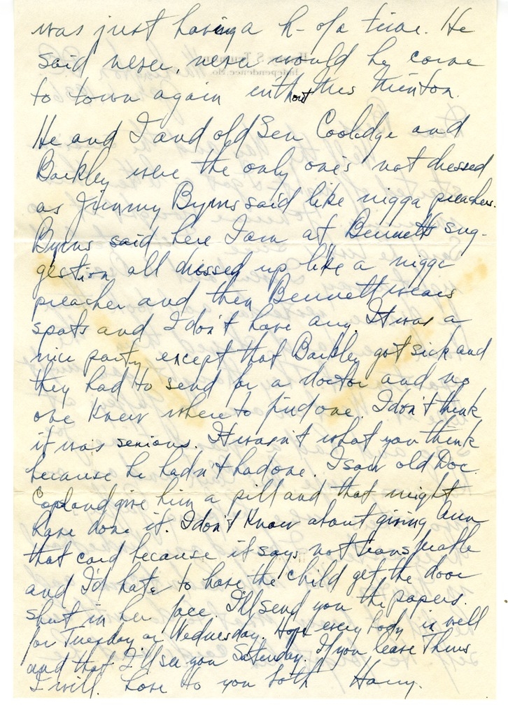 Letter from Harry S. Truman to Bess W. Truman