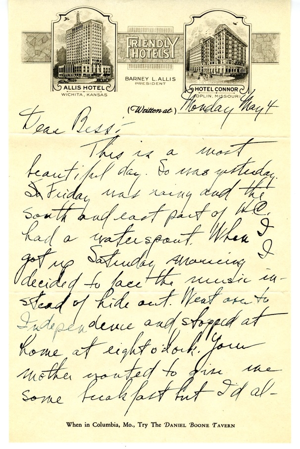 Letter from Harry S. Truman to Bess W. Truman