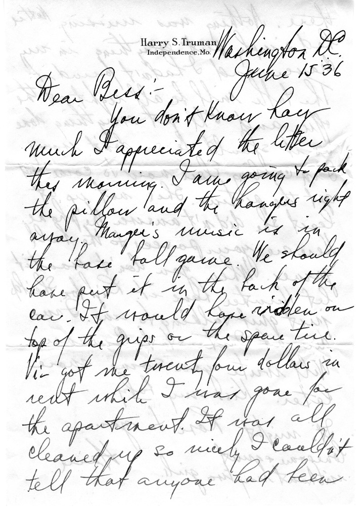 Letter from Harry S. Truman to Bess W. Truman