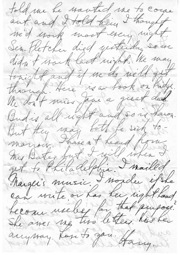 Letter from Harry S. Truman to Bess W. Truman