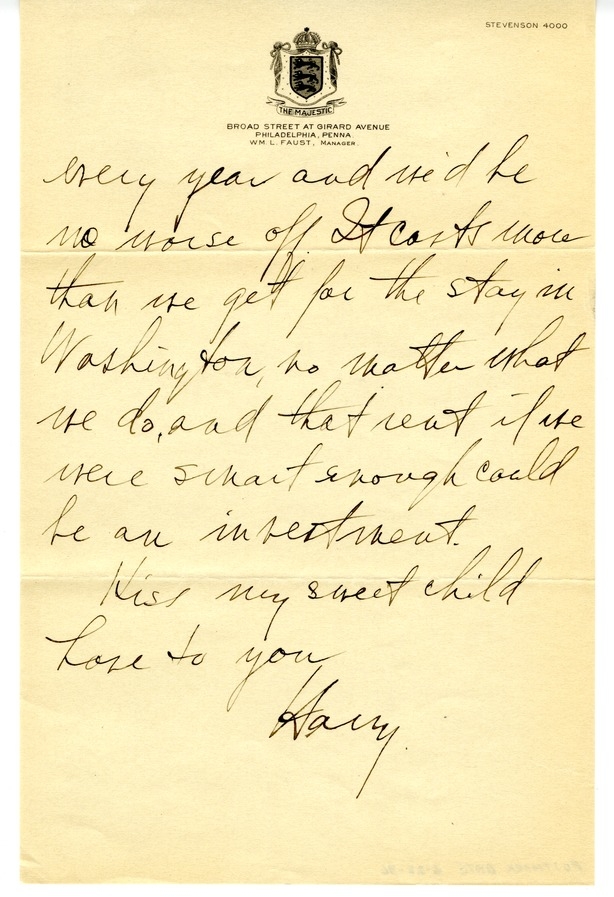 Letter from Harry S. Truman to Bess W. Truman