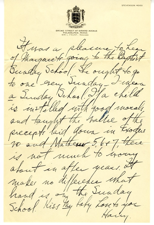 Letter from Harry S. Truman to Bess W. Truman