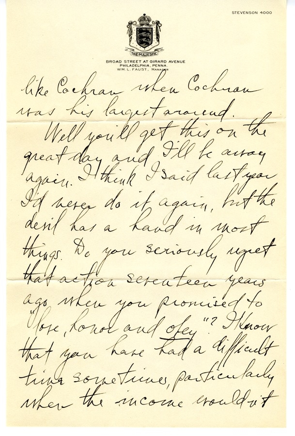 Letter from Harry S. Truman to Bess W. Truman