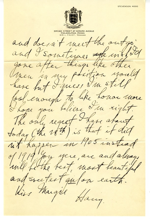 Letter from Harry S. Truman to Bess W. Truman