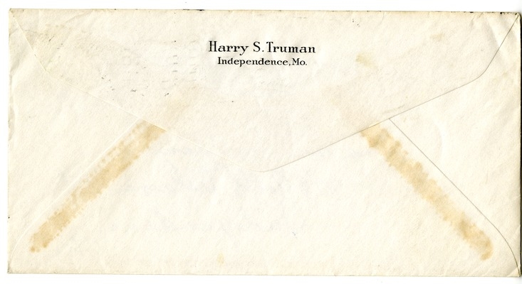 Letter from Harry S. Truman to Bess W. Truman