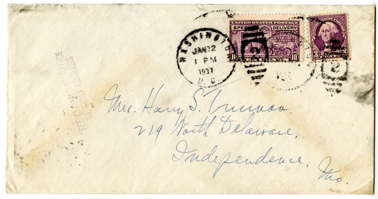 Letter from Harry S. Truman to Bess W. Truman