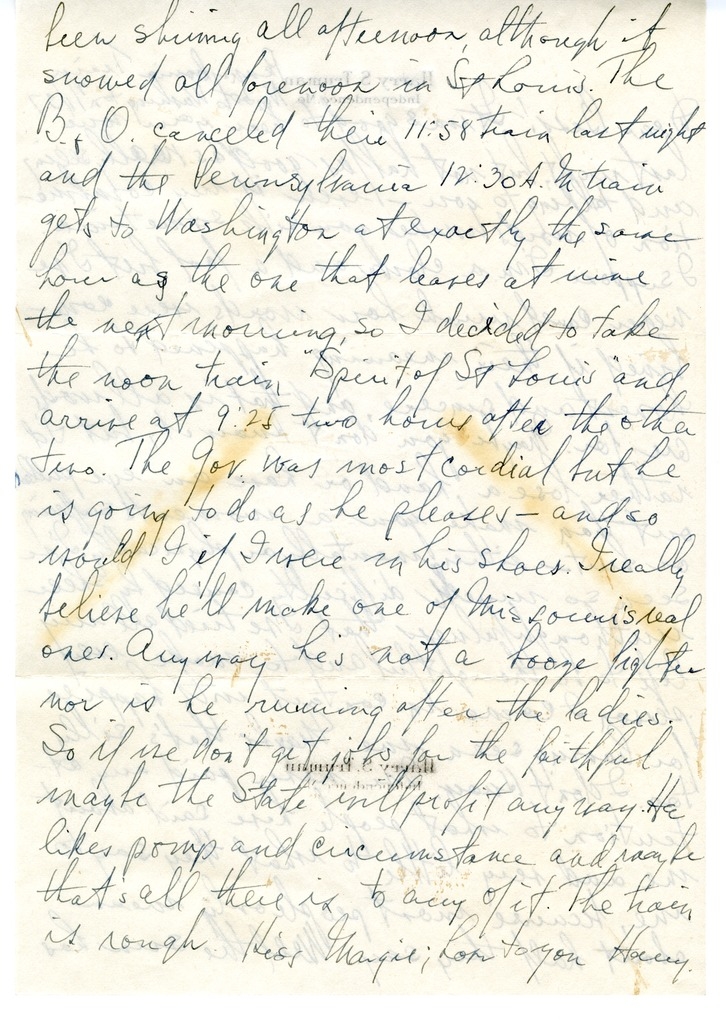 Letter from Harry S. Truman to Bess W. Truman