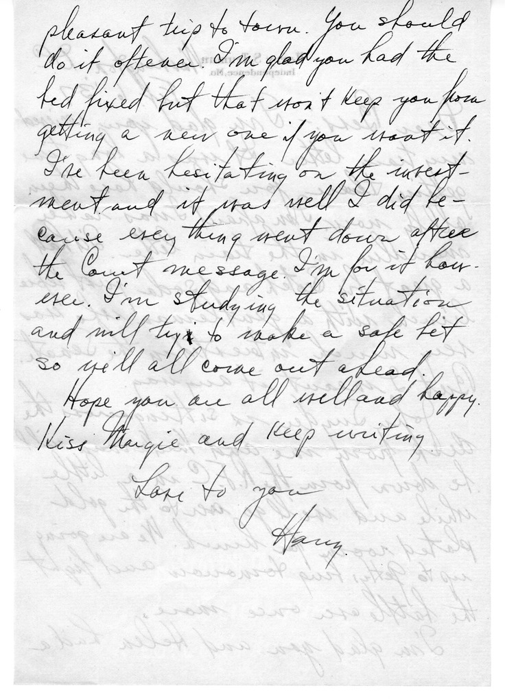 Letter from Harry S. Truman to Bess W. Truman