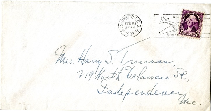 Letter from Harry S. Truman to Bess W. Truman