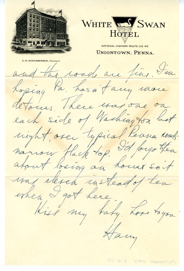 Letter from Harry S. Truman to Bess W. Truman