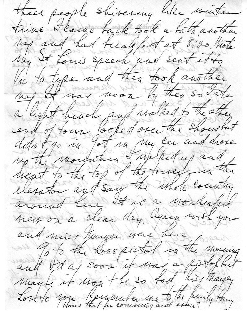 Letter from Harry S. Truman to Bess W. Truman