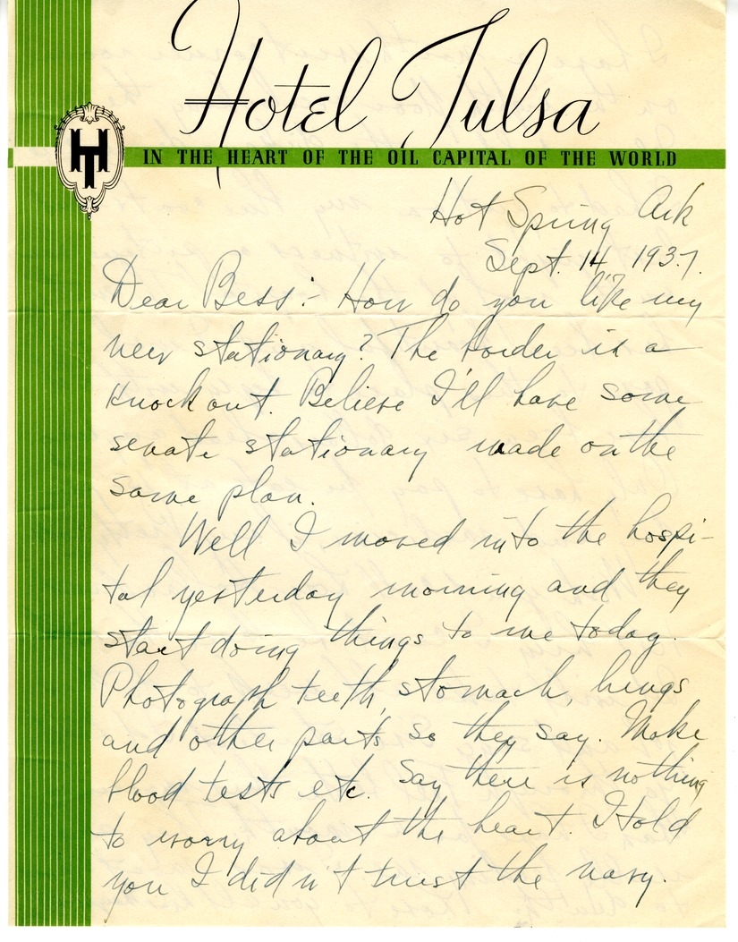 Letter from Harry S. Truman to Bess W. Truman