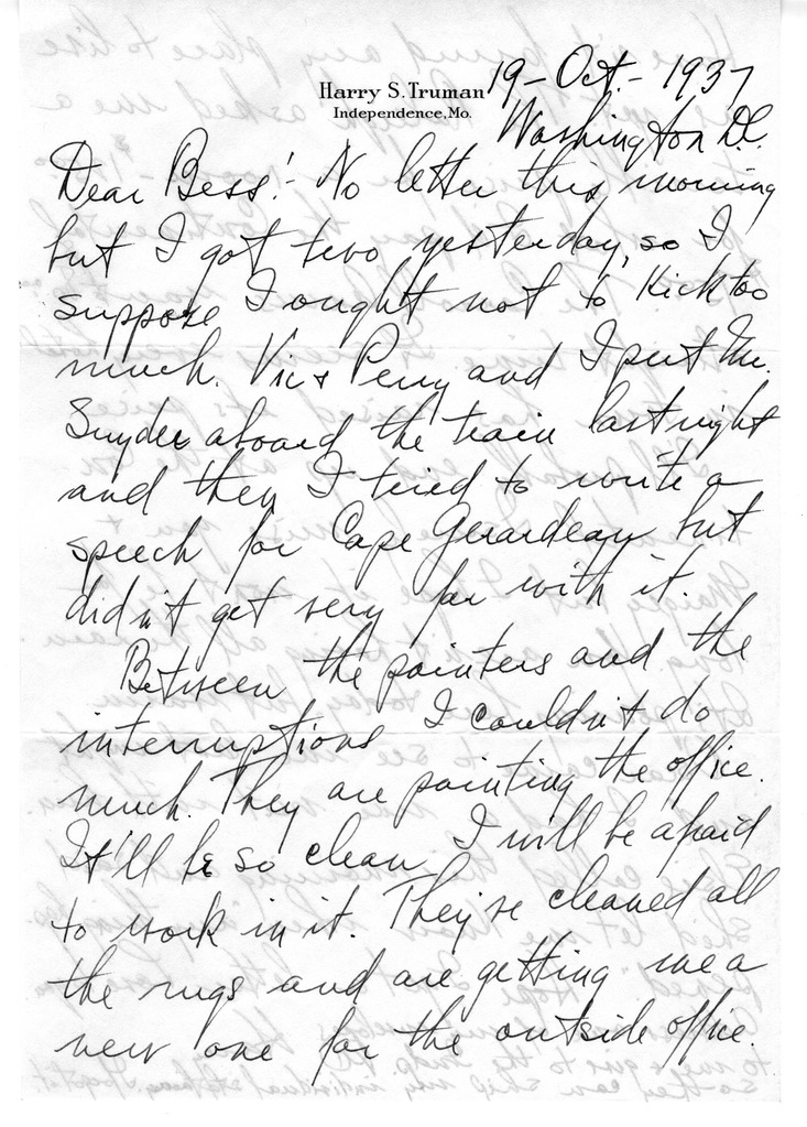 Letter from Harry S. Truman to Bess W. Truman