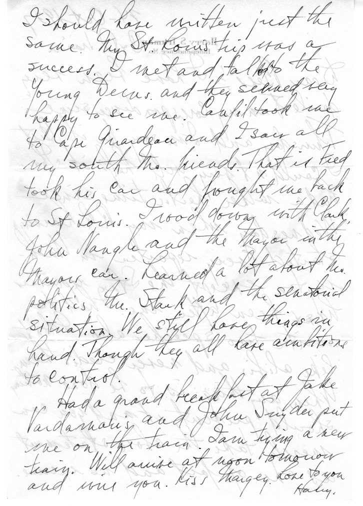 Letter from Harry S. Truman to Bess W. Truman