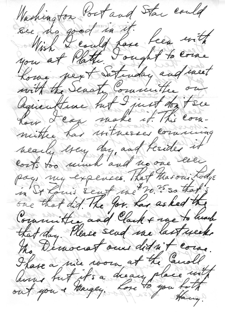 Letter from Harry S. Truman to Bess W. Truman