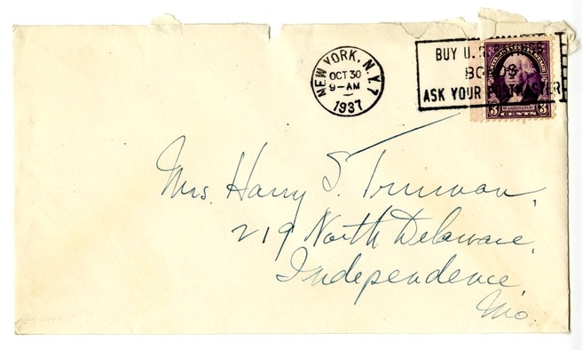 Letter from Harry S. Truman to Bess W. Truman