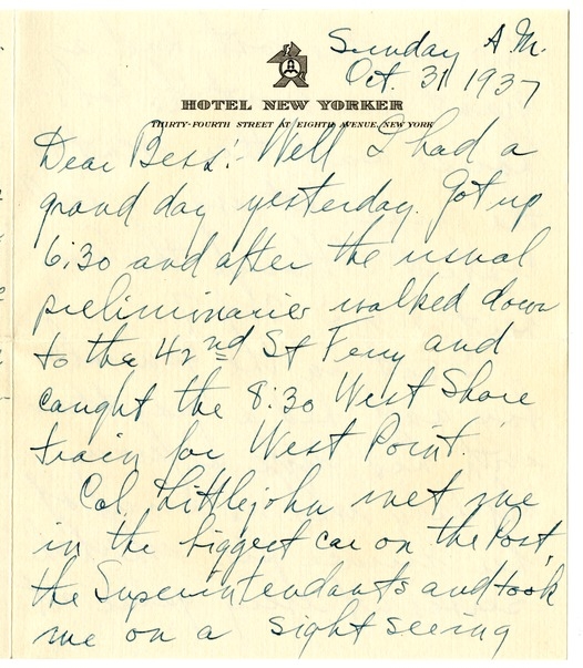 Letter from Harry S. Truman to Bess W. Truman