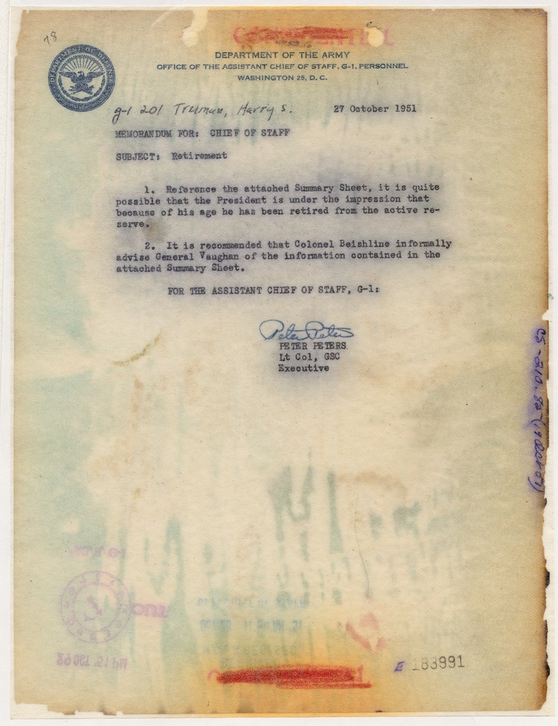 Letter from Bess W. Truman to Harry S. Truman