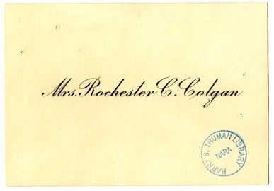 Wedding Gift Card from Emily R. Truman (Mrs. Rochester) Colgan