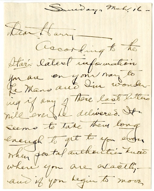 Letter from Bess Wallace to Harry S. Truman