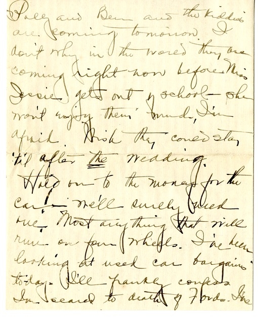 Letter from Bess Wallace to Harry S. Truman