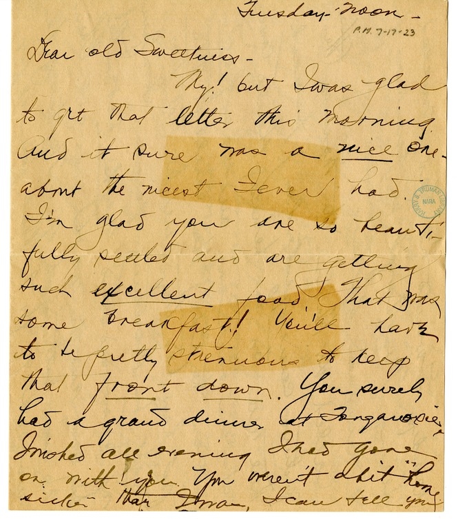 Letter from Bess W. Truman to Harry S. Truman