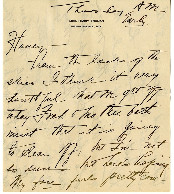 Letter from Bess W. Truman to Harry S. Truman