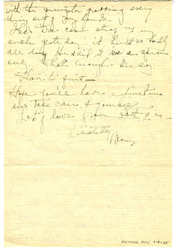 Letter from Bess W. Truman to Harry S. Truman