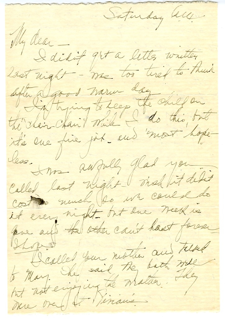 Letter from Bess W. Truman to Harry S. Truman