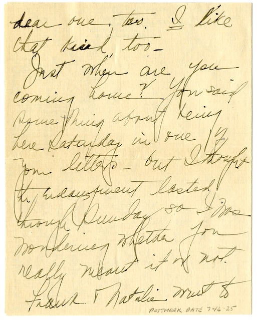 Letter from Bess W. Truman to Harry S. Truman