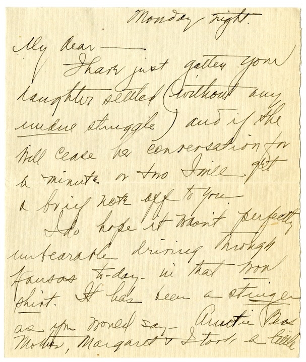 Letter from Bess W. Truman to Harry S. Truman