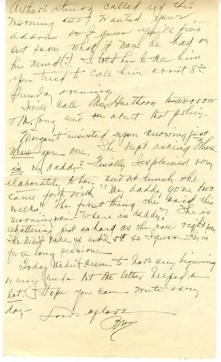 Letter from Bess W. Truman to Harry S. Truman