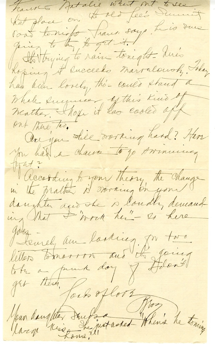 Letter from Bess W. Truman to Harry S. Truman