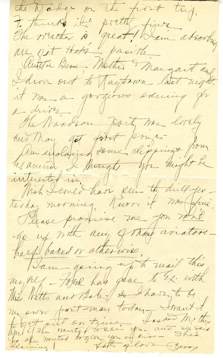 Letter from Bess W. Truman to Harry S. Truman