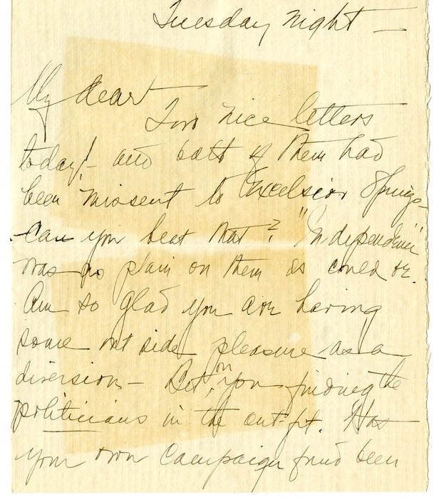 Letter from Bess W. Truman to Harry S. Truman