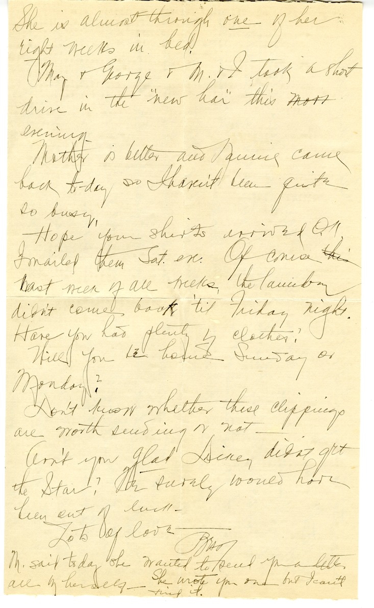 Letter from Bess W. Truman to Harry S. Truman