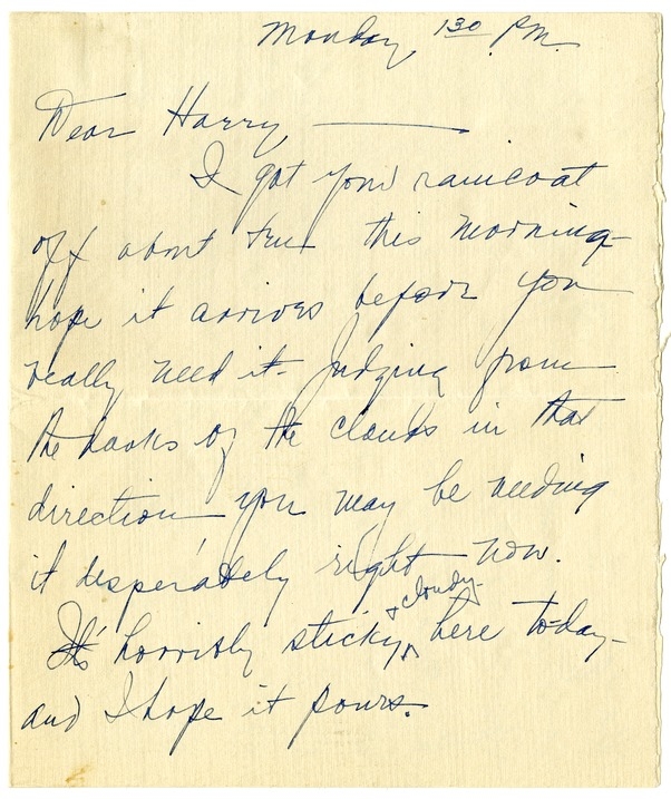 Letter from Bess W. Truman to Harry S. Truman