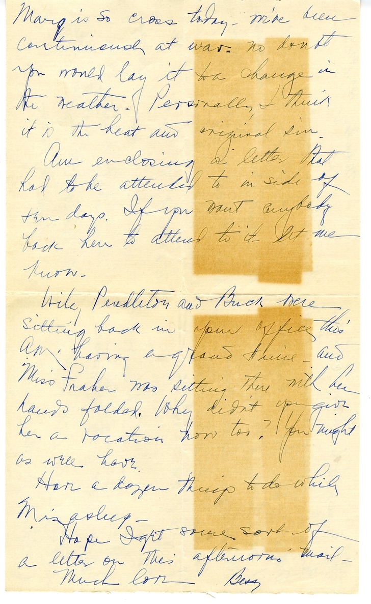 Letter from Bess W. Truman to Harry S. Truman