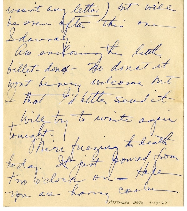 Letter from Bess W. Truman to Harry S. Truman