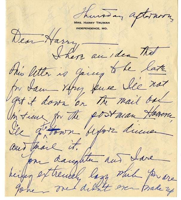 Letter from Bess W. Truman to Harry S. Truman