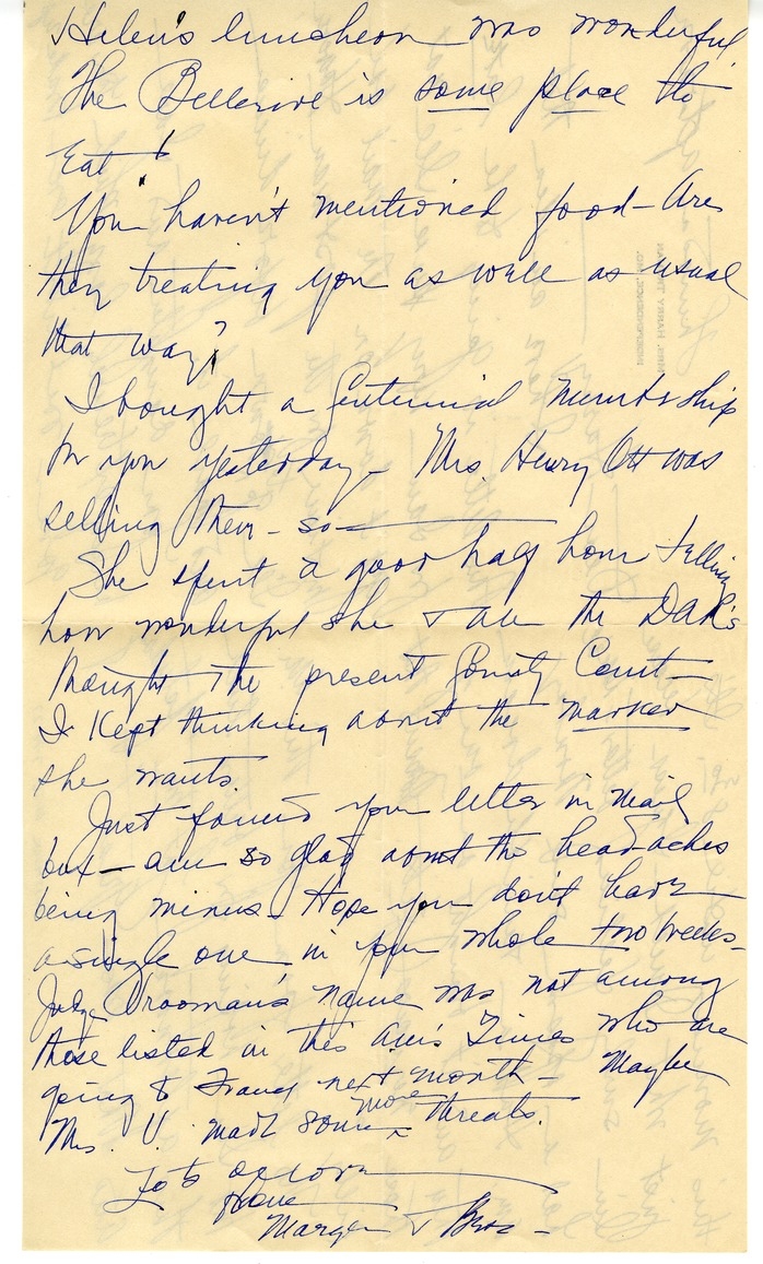 Letter from Bess W. Truman to Harry S. Truman