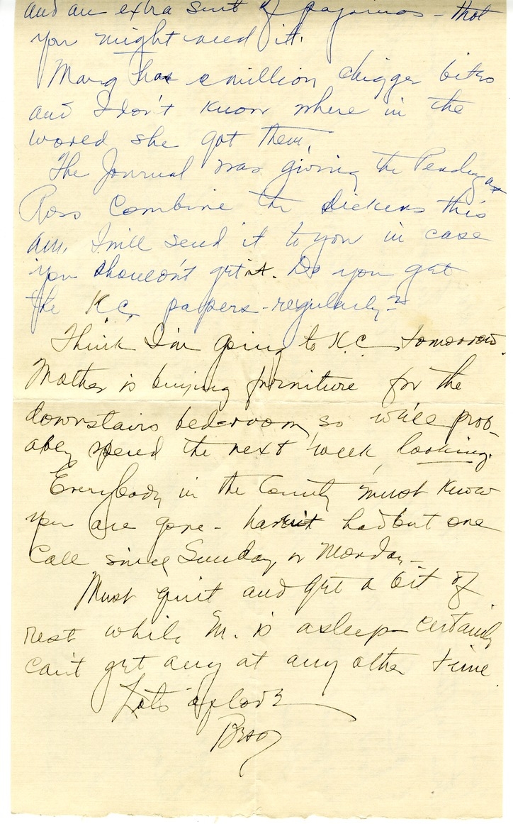 Letter from Bess W. Truman to Harry S. Truman