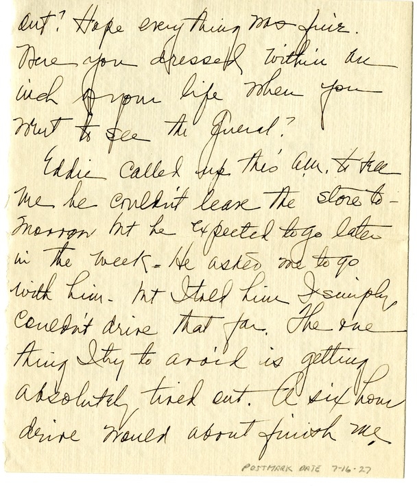 Letter from Bess W. Truman to Harry S. Truman