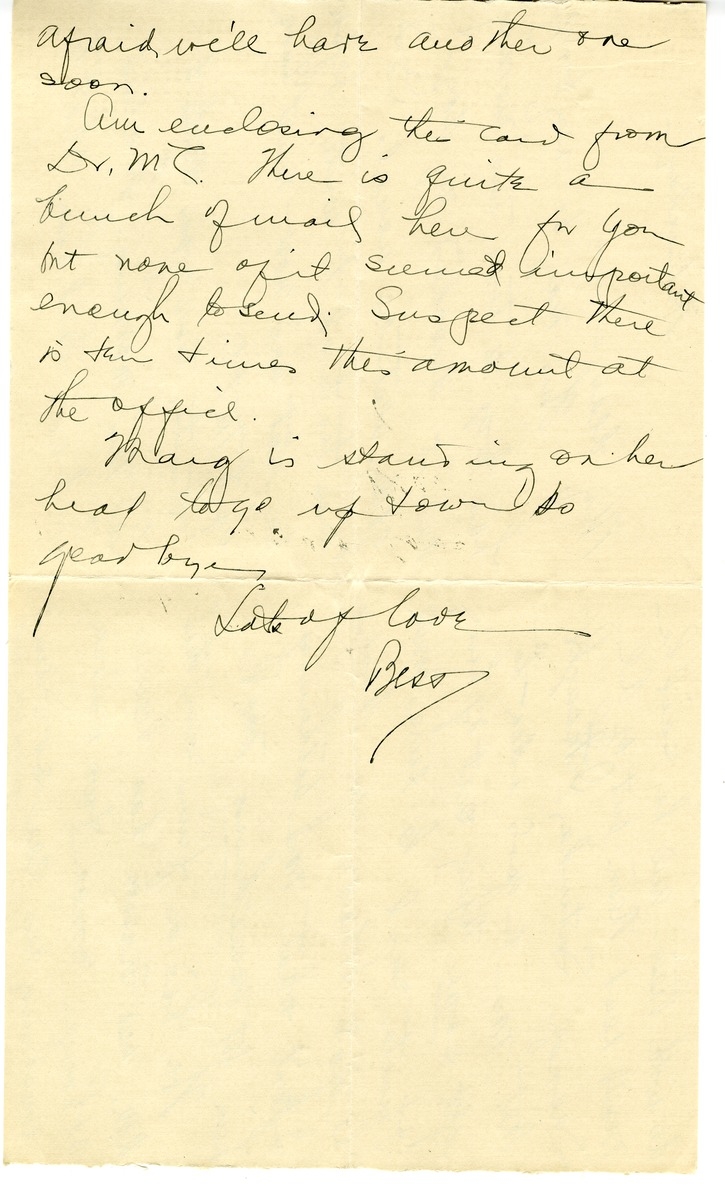 Letter from Bess W. Truman to Harry S. Truman