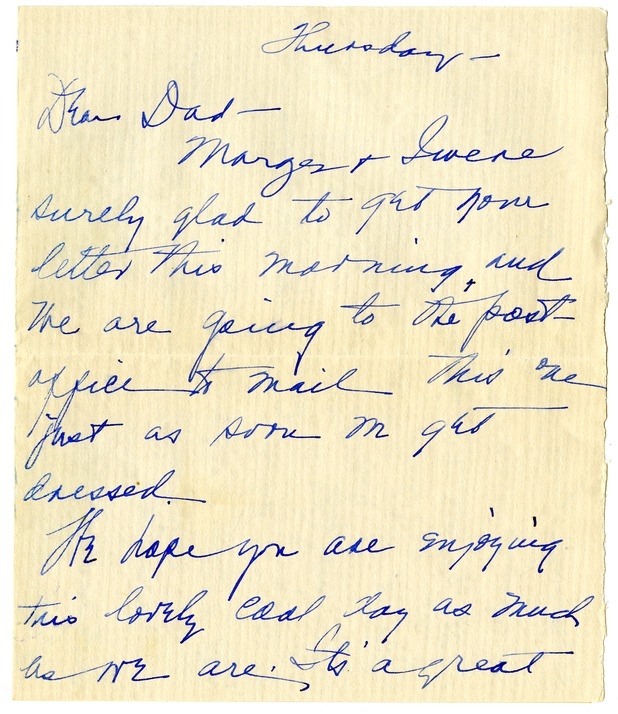 Letter from Bess W. Truman to Harry S. Truman