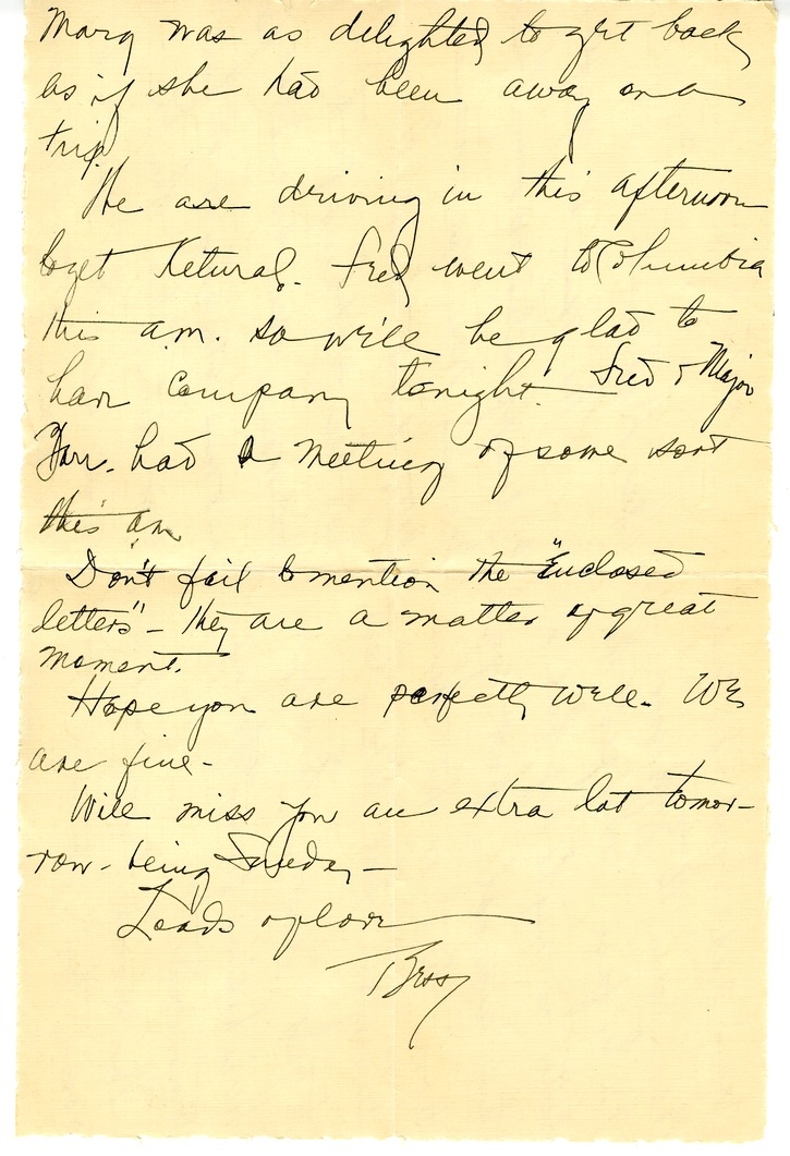 Letter from Bess W. Truman to Harry S. Truman