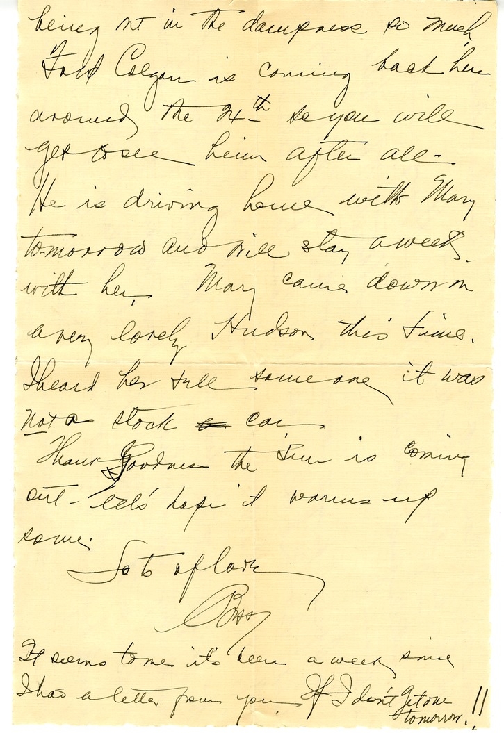 Letter from Bess W. Truman to Harry S. Truman